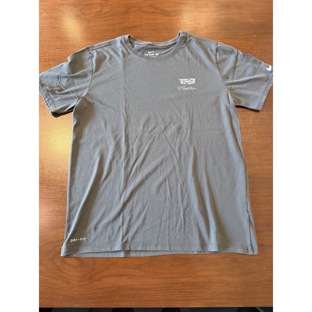 Nike Cadillac T Shirt Mens Large Gray Dri-FIT Chest Logo Performance Tee